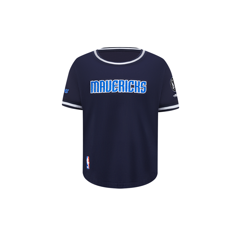 NBA DALLAS MAVERICKS CLASSIC T-SHIRT CÔTELÉ RAYÉ À MANCHES COURTES POUR GARÇON BAMBIN (MARINE MINUIT)