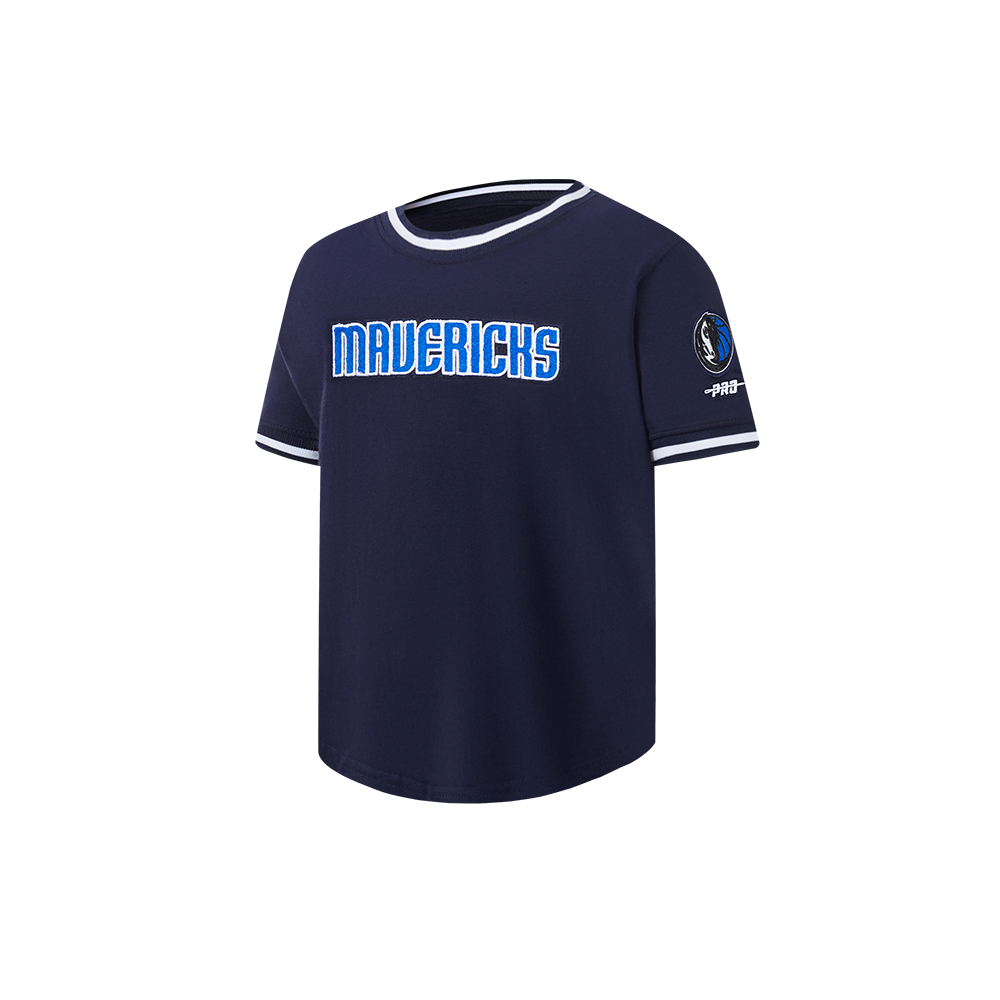 NBA DALLAS MAVERICKS CLASSIC T-SHIRT CÔTELÉ RAYÉ À MANCHES COURTES POUR GARÇON BAMBIN (MARINE MINUIT)