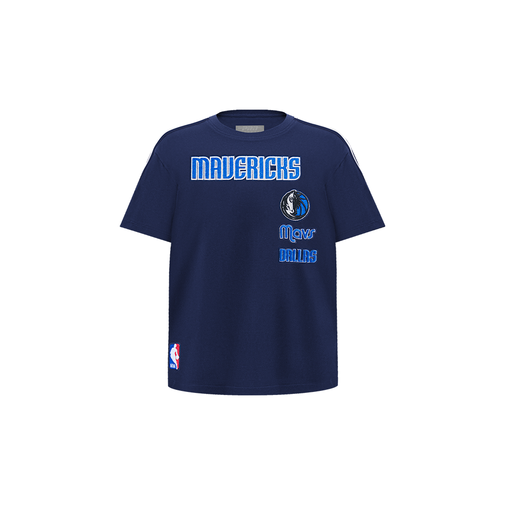 NBA DALLAS MAVERICKS RETRO CLASSIC T-SHIRT À BANDES À MANCHES COURTES POUR GARÇON BAMBIN (MARINE MINUIT)