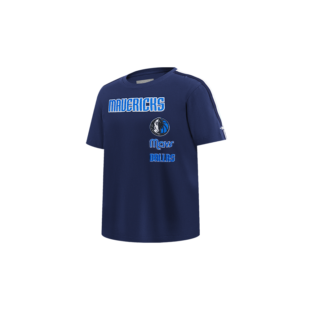 NBA DALLAS MAVERICKS RETRO CLASSIC T-SHIRT À BANDES À MANCHES COURTES POUR GARÇON BAMBIN (MARINE MINUIT)