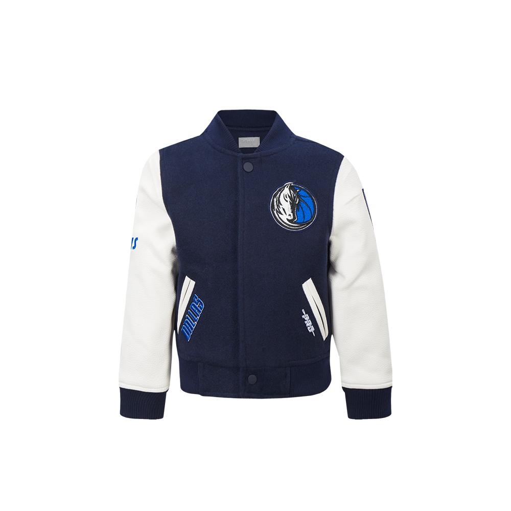 NBA DALLAS MAVERICKS CLASSIC BLOUSON COLLÉGIAL EN LAINE POUR GARÇON BAMBIN (MARINE MINUIT/BLANC)