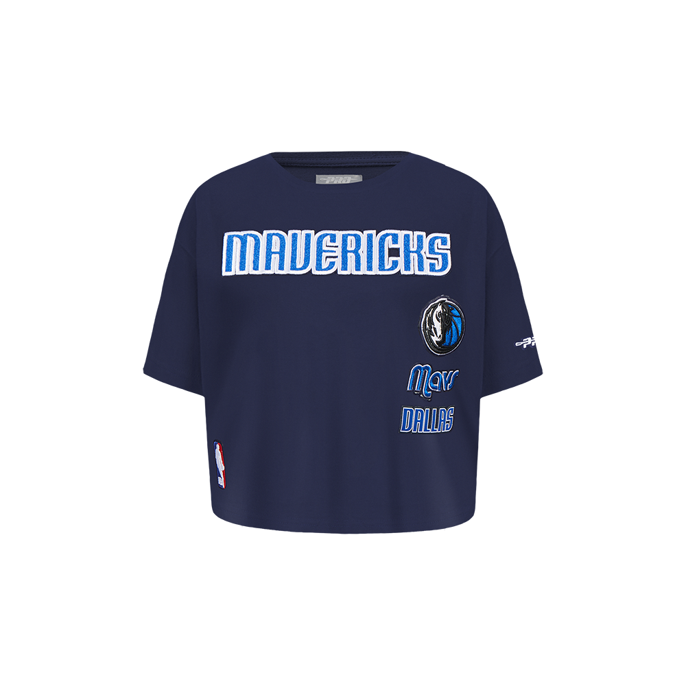 NBA DALLAS MAVERICKS RETRO CLASSIC T-SHIRT À COUPE CARRÉE À MANCHES COURTES POUR FILLE BAMBIN (MARINE MINUIT)