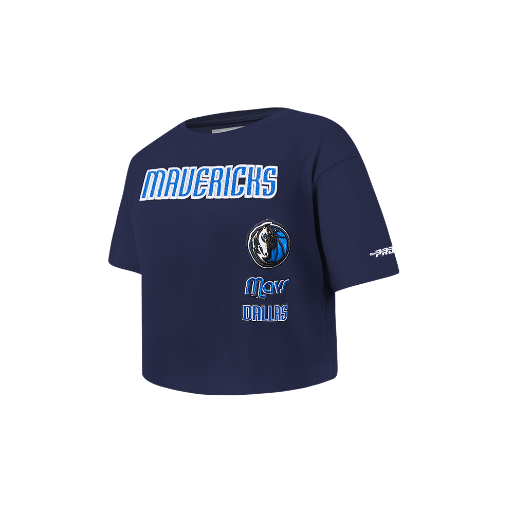 NBA DALLAS MAVERICKS RETRO CLASSIC T-SHIRT À COUPE CARRÉE À MANCHES COURTES POUR FILLE BAMBIN (MARINE MINUIT)