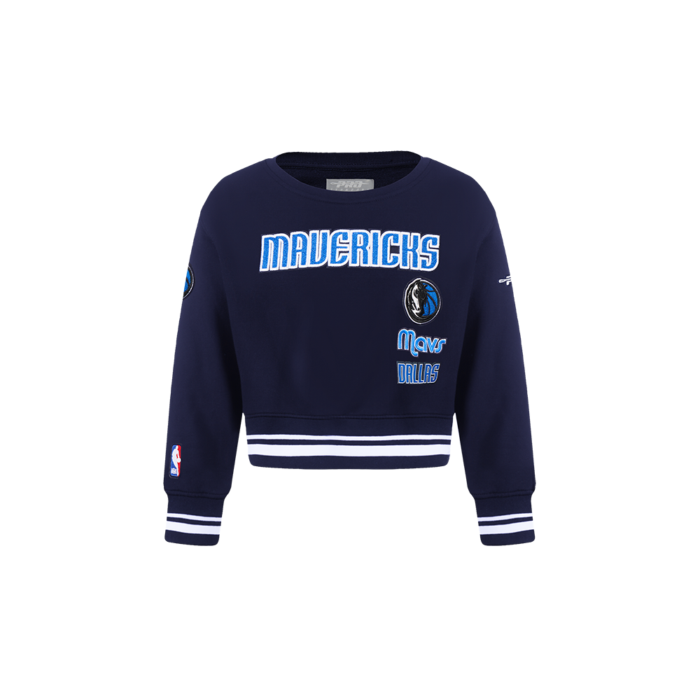 NBA DALLAS MAVERICKS RETRO CLASSIC CHANDAIL À COL ROND EN MOLLETON CÔTELÉ POUR FILLE BAMBIN (MARINE MINUIT)