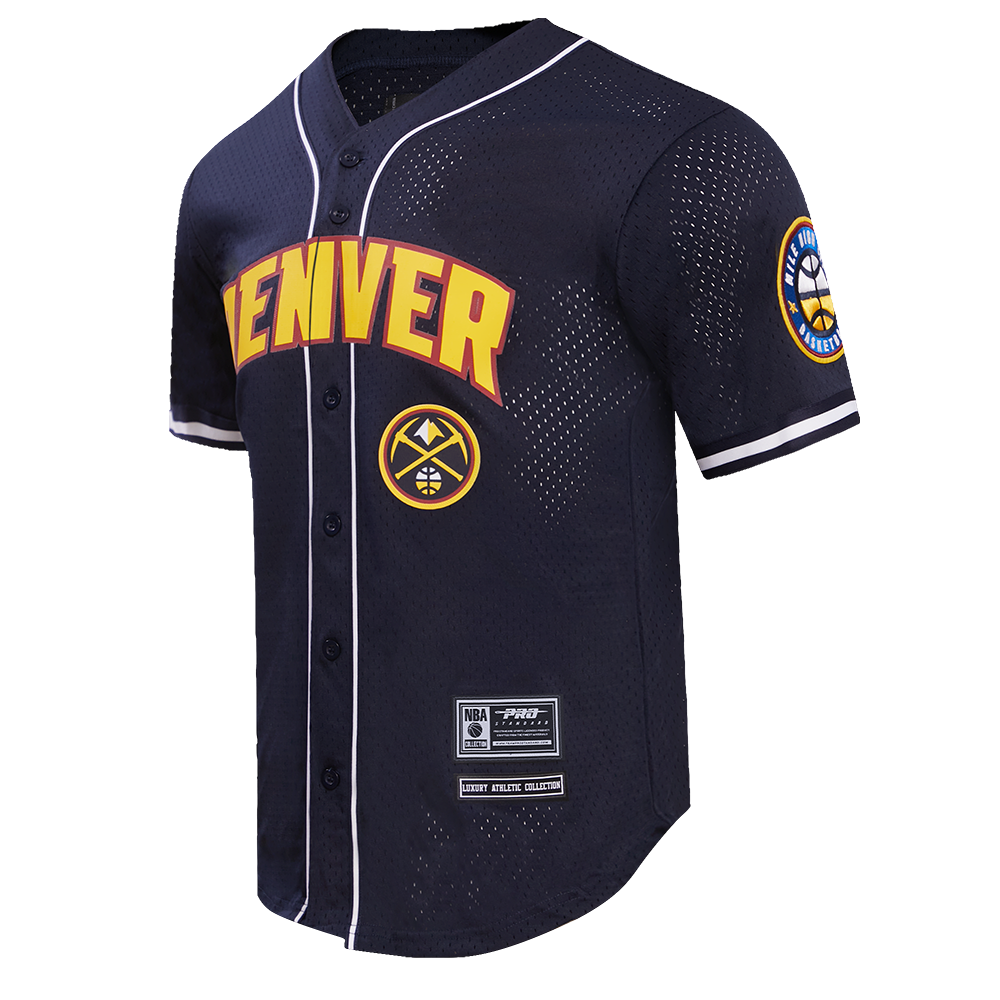 NBA DENVER NUGGETS CLASSIC MEN'S MESH BUTTON DOWN JERSEY (MIDNIGHT NAVY)