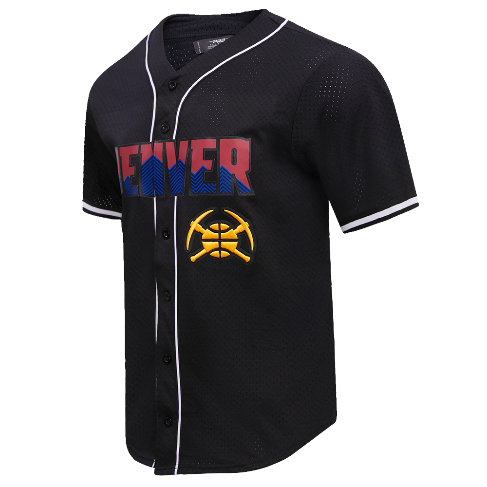 NBA DENVER NUGGETS MEN'S CHEST MILE HIGH MESH BUTTON DOWN SHIRT (BLACK)