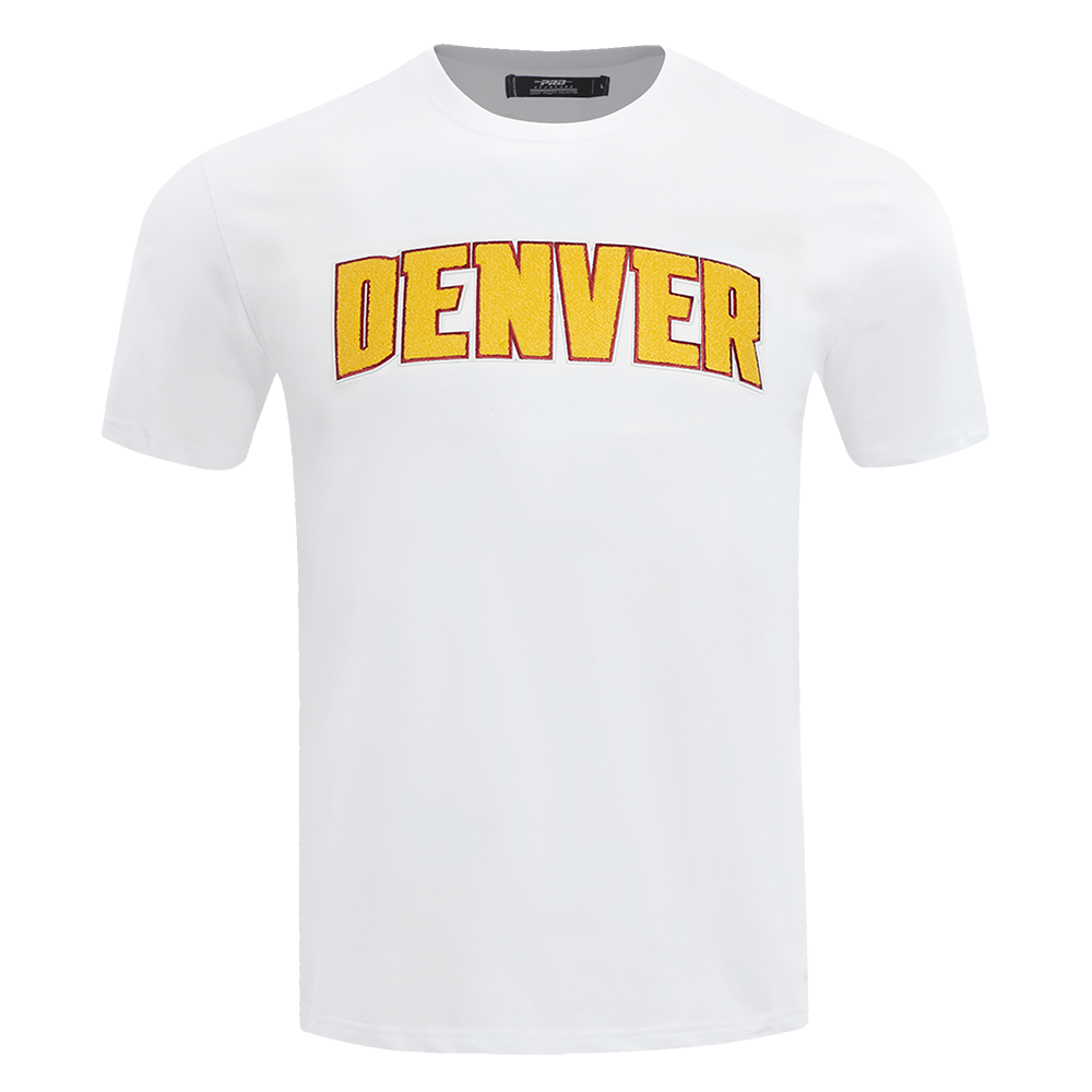 NBA DENVER NUGGETS CLASSIC CHENILLE T-SHIRT POUR HOMME (BLANC)