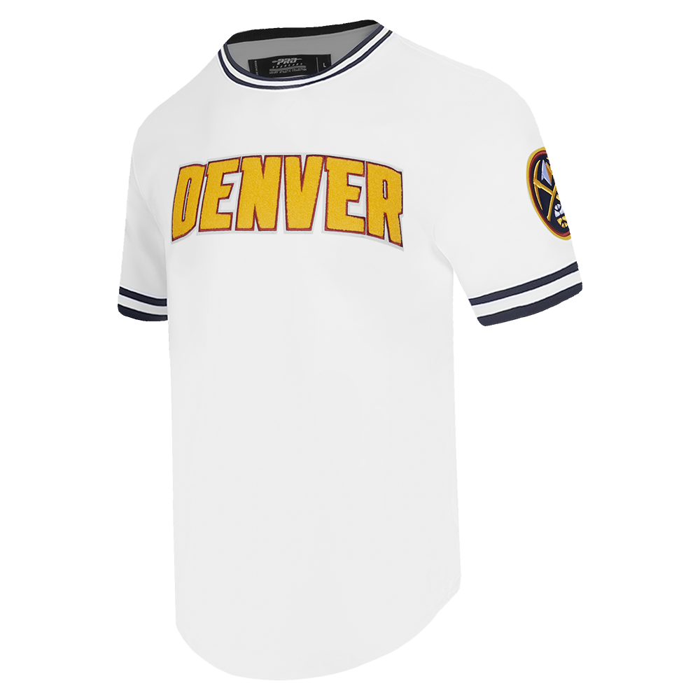 NBA DENVER NUGGETS CLASSIC CHENILLE MEN'S DOUBLE KNIT TEE (WHITE)