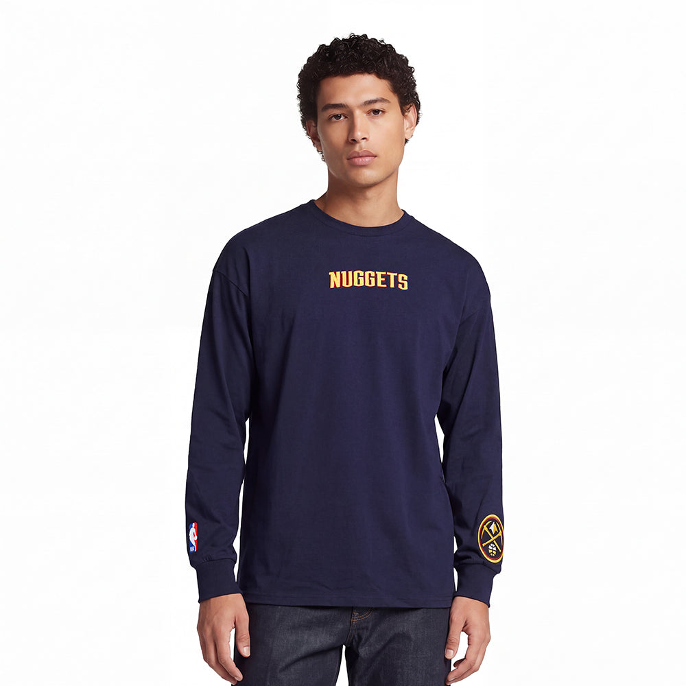NBA DENVER NUGGETS WINGSPAN MEN'S DROP SHOULDER LS TEE (MIDNIGHT NAVY)