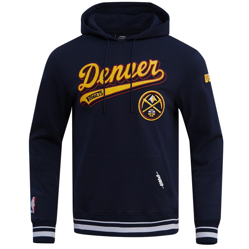 NBA DENVER NUGGETS SCRIPT TAIL CHANDAIL À CAPUCHON EN MOLLETON CÔTELÉ POUR HOMME (MARINE MINUIT)