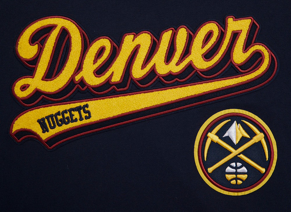 NBA DENVER NUGGETS SCRIPT TAIL CHANDAIL À CAPUCHON EN MOLLETON CÔTELÉ POUR HOMME (MARINE MINUIT)