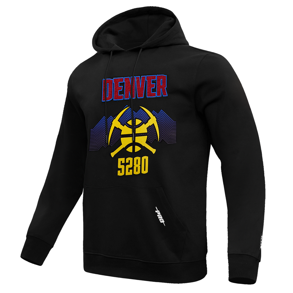 NBA DENVER NUGGETS MEN'S CHEST MILE HIGH PO HOODIE (BLACK)