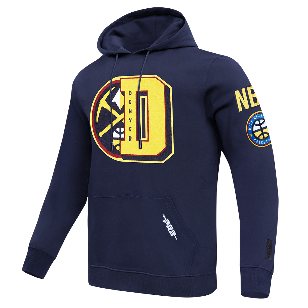 NBA DENVER NUGGETS MASHUP MEN'S RIB PULLOVER HOODIE (MIDNIGHT NAVY)