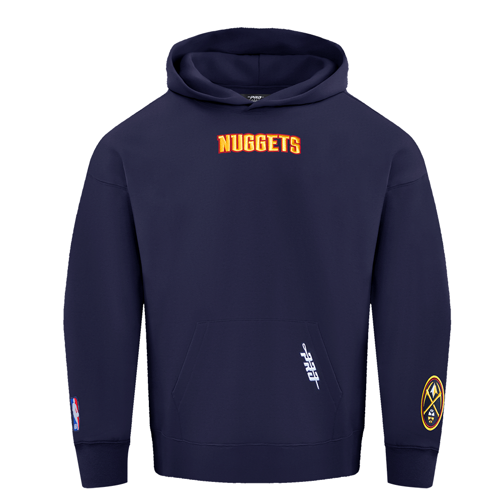 NBA DENVER NUGGETS WINGSPAN MEN'S DROP SHOULDER FLEECE PULLOVER HOODIE (MIDNIGHT NAVY)