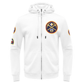 NBA DENVER NUGGETS CLASSIC CHENILLE MEN'S DK FULL ZIP PULLOVER HOODIE (WHITE)