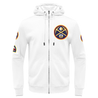 NBA DENVER NUGGETS CLASSIC CHENILLE MEN'S DK FULL ZIP PULLOVER HOODIE (WHITE)