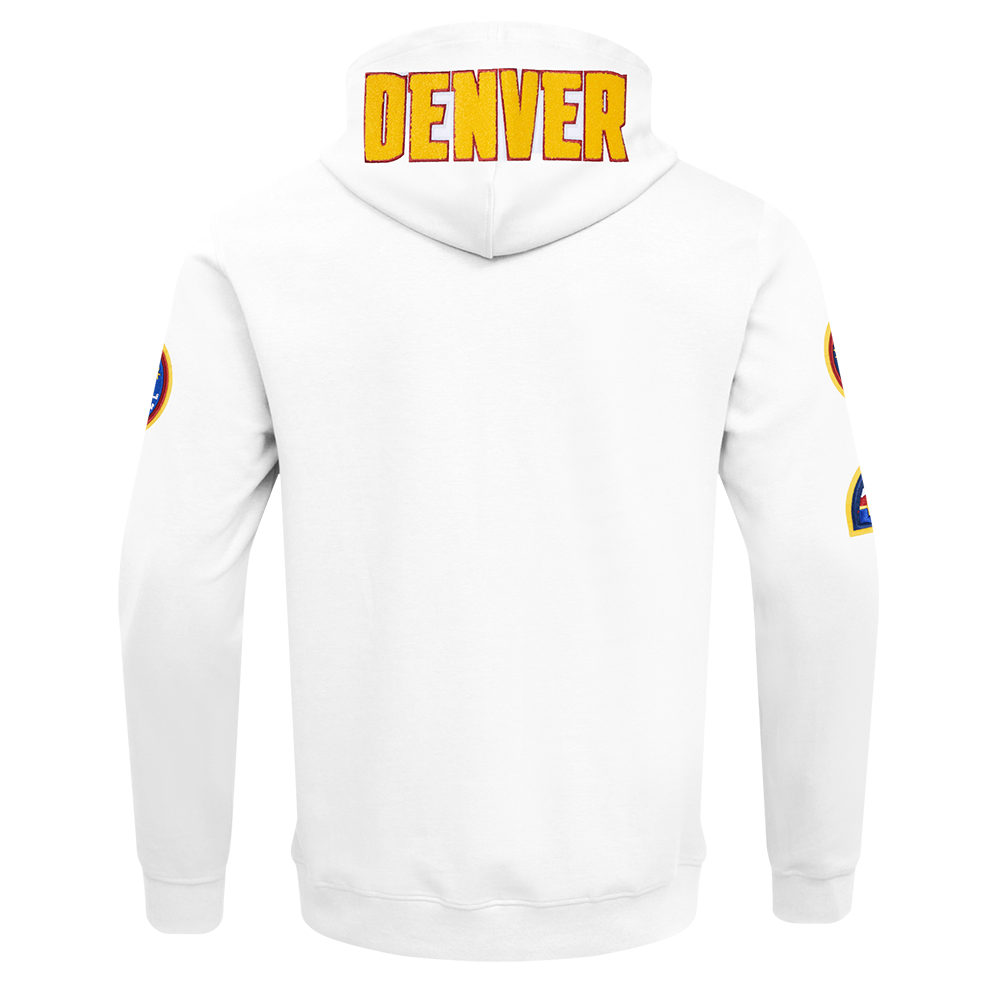 NBA DENVER NUGGETS CLASSIC CHENILLE MEN'S DK FULL ZIP PULLOVER HOODIE (WHITE)