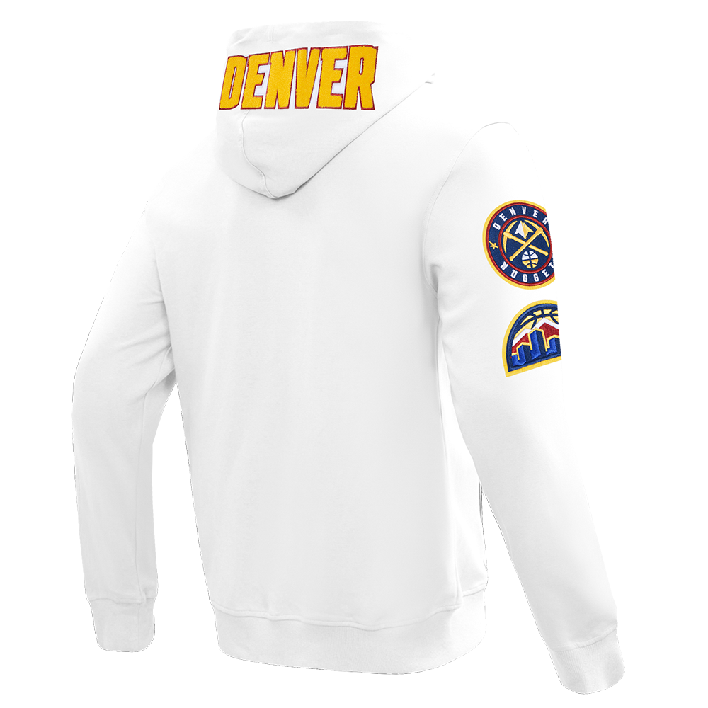 NBA DENVER NUGGETS CLASSIC CHENILLE MEN'S DK FULL ZIP PULLOVER HOODIE (WHITE)