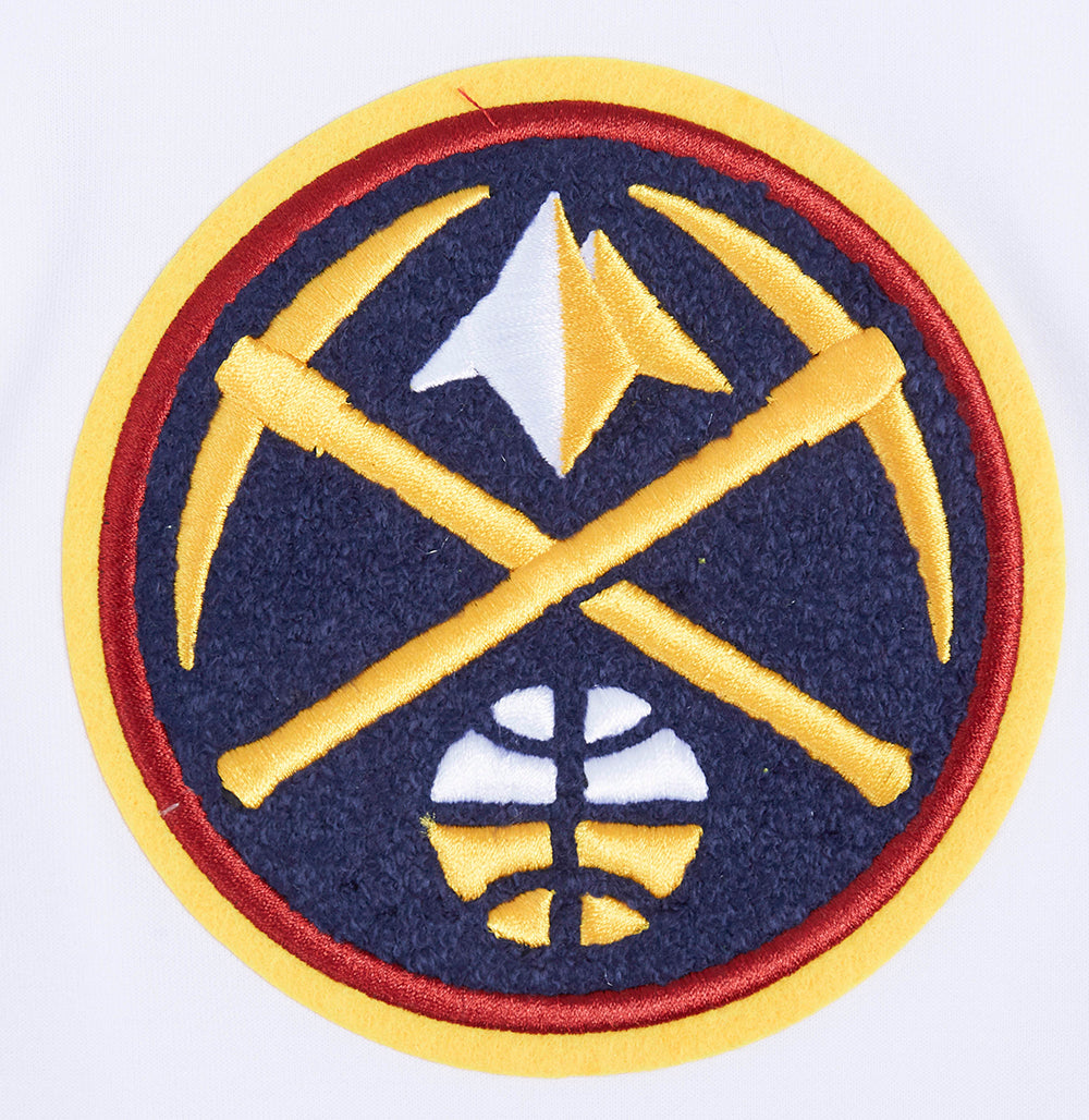 NBA DENVER NUGGETS CLASSIC CHENILLE MEN'S DK FULL ZIP PULLOVER HOODIE (WHITE)