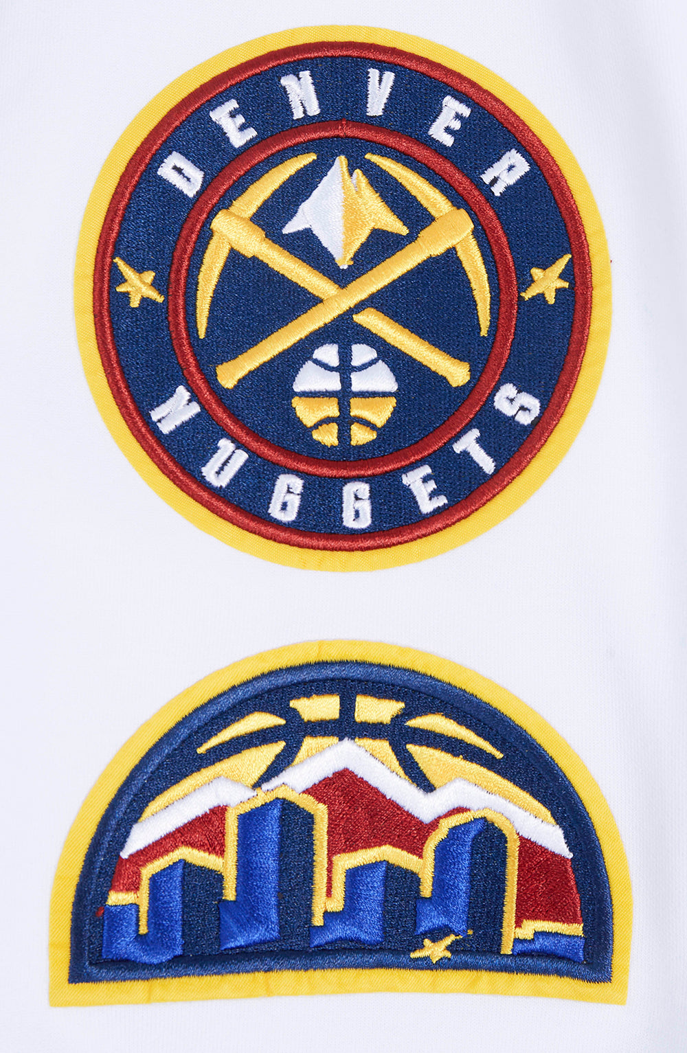 NBA DENVER NUGGETS CLASSIC CHENILLE MEN'S DK FULL ZIP PULLOVER HOODIE (WHITE)
