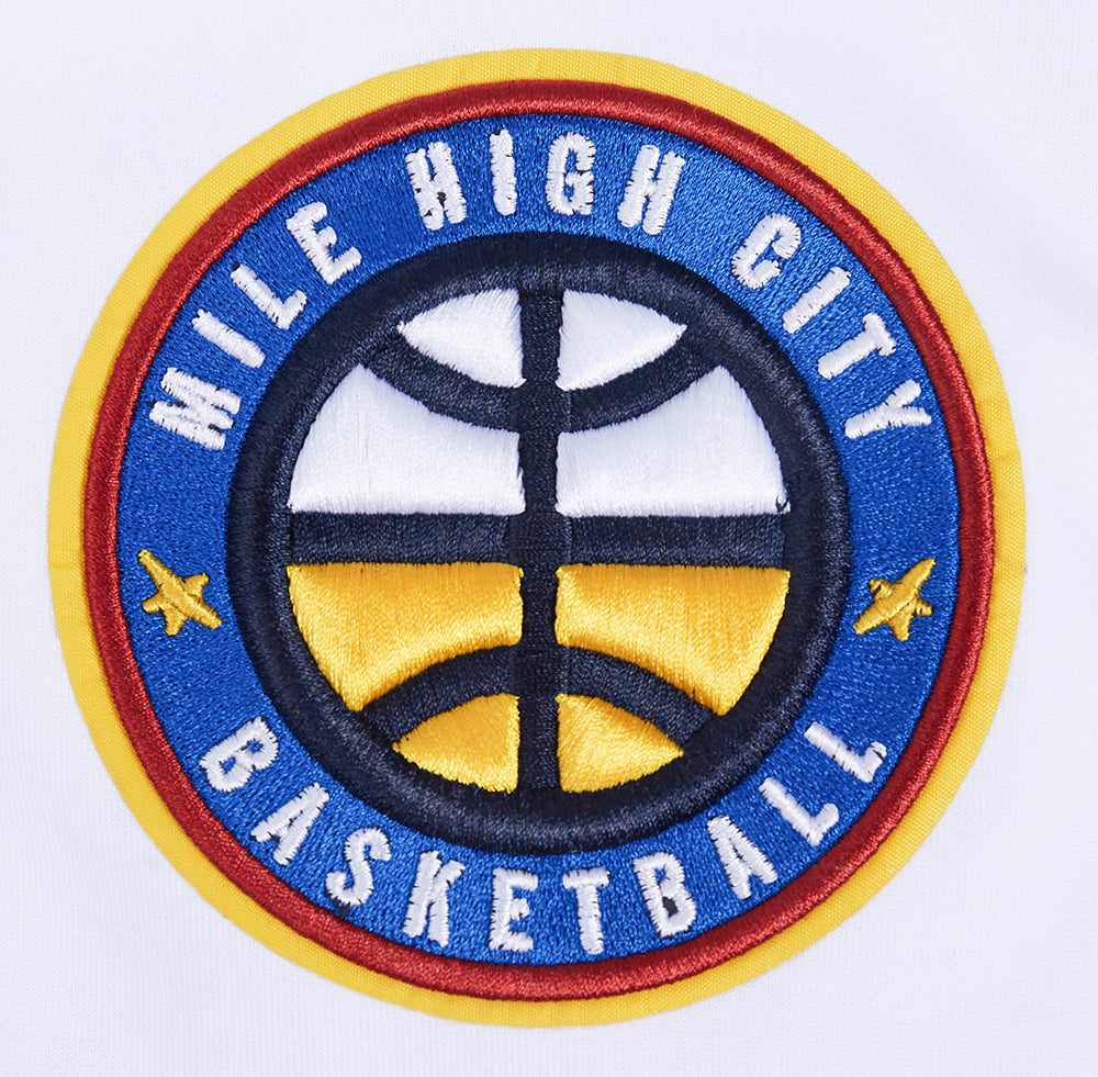 NBA DENVER NUGGETS CLASSIC CHENILLE MEN'S DK FULL ZIP PULLOVER HOODIE (WHITE)