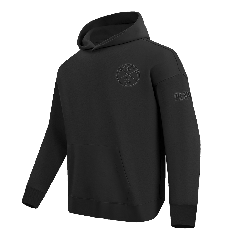 NBA DENVER NUGGETS NEUTRAL MEN'S DROP SHOULDER PULLOVER HOODIE (BLACK)