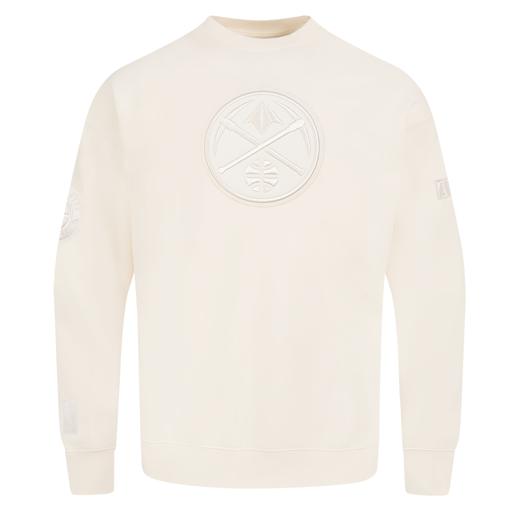 NBA DENVER NUGGETS NEUTRAL MEN'S DROP SHOULDER FLC CREWNECK (EGGSHELL)