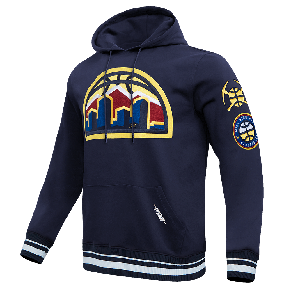 NBA DENVER NUGGETS RETRO CLASSIC MEN'S RIB PULLOVER HOODIE (MIDNIGHT NAVY)