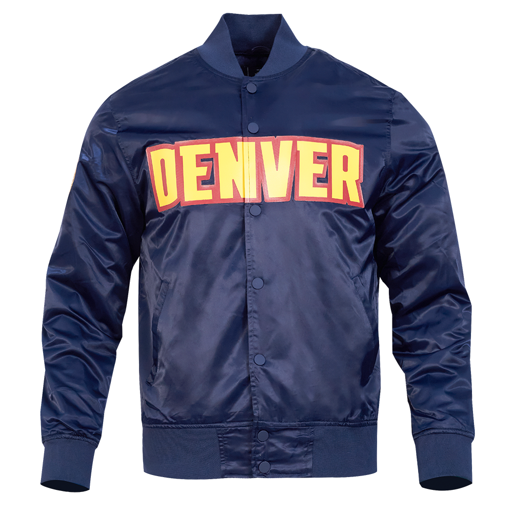 NBA DENVER NUGGETS TEAM BIG LOGO MEN'S SATIN JACKET (MIDNIGHT NAVY)
