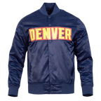 NBA DENVER NUGGETS TEAM BIG LOGO MEN'S SATIN JACKET (MIDNIGHT NAVY)