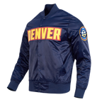 NBA DENVER NUGGETS TEAM BIG LOGO MEN'S SATIN JACKET (MIDNIGHT NAVY)