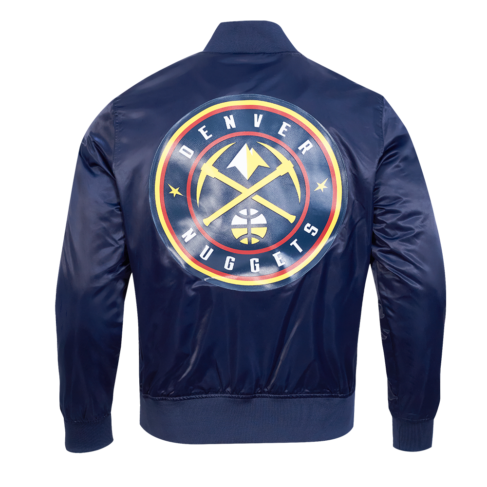 NBA DENVER NUGGETS TEAM BIG LOGO MEN'S SATIN JACKET (MIDNIGHT NAVY)