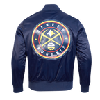 NBA DENVER NUGGETS TEAM BIG LOGO MEN'S SATIN JACKET (MIDNIGHT NAVY)