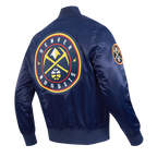 NBA DENVER NUGGETS TEAM BIG LOGO MEN'S SATIN JACKET (MIDNIGHT NAVY)