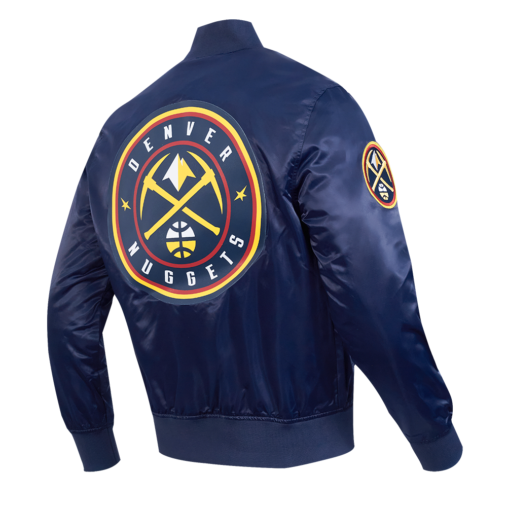 NBA DENVER NUGGETS TEAM BIG LOGO MEN'S SATIN JACKET (MIDNIGHT NAVY)