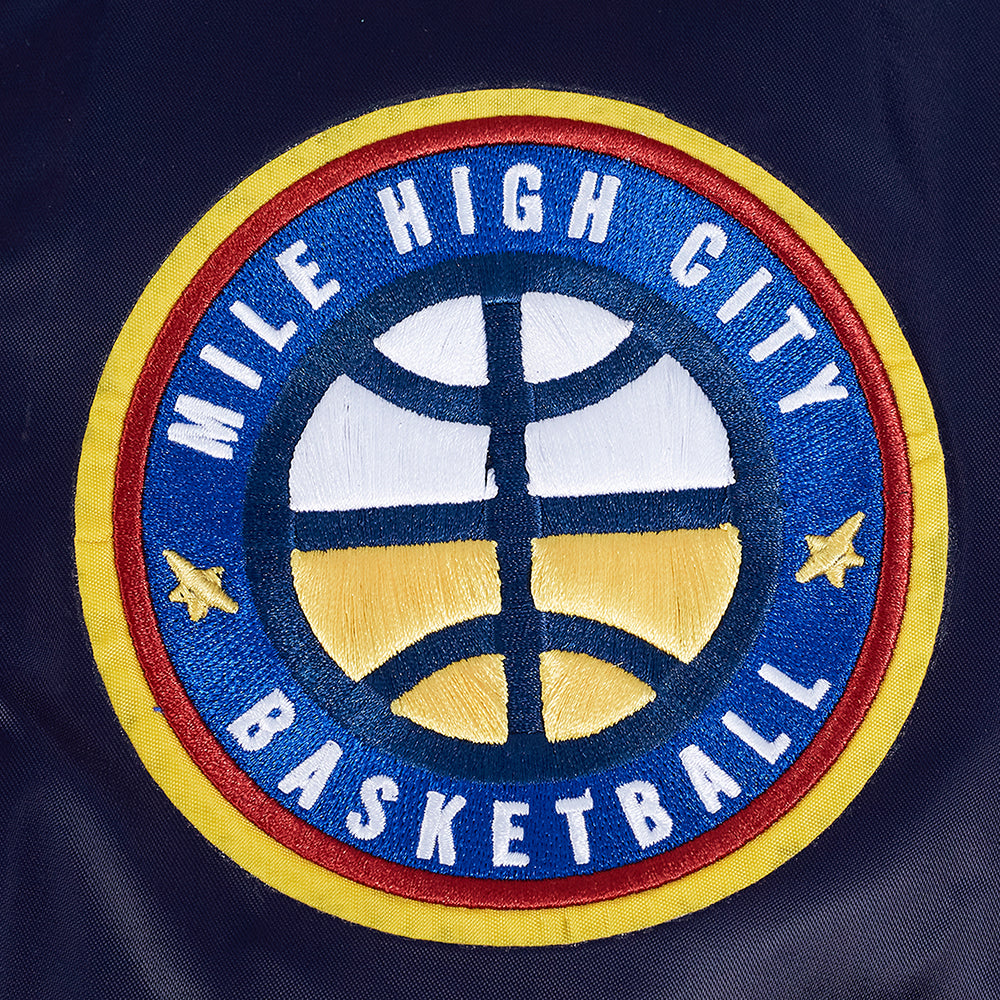 NBA DENVER NUGGETS TEAM BIG LOGO MEN'S SATIN JACKET (MIDNIGHT NAVY)