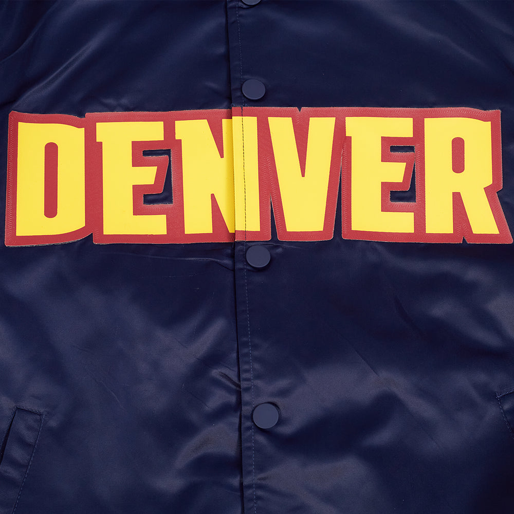 NBA DENVER NUGGETS TEAM BIG LOGO MEN'S SATIN JACKET (MIDNIGHT NAVY)