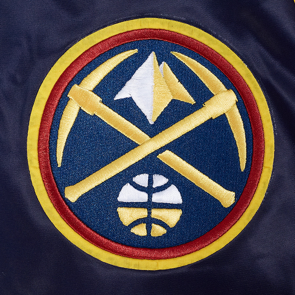 NBA DENVER NUGGETS TEAM BIG LOGO MEN'S SATIN JACKET (MIDNIGHT NAVY)