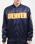 NBA DENVER NUGGETS TEAM BIG LOGO MEN'S SATIN JACKET (MIDNIGHT NAVY)