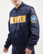 NBA DENVER NUGGETS TEAM BIG LOGO MEN'S SATIN JACKET (MIDNIGHT NAVY)