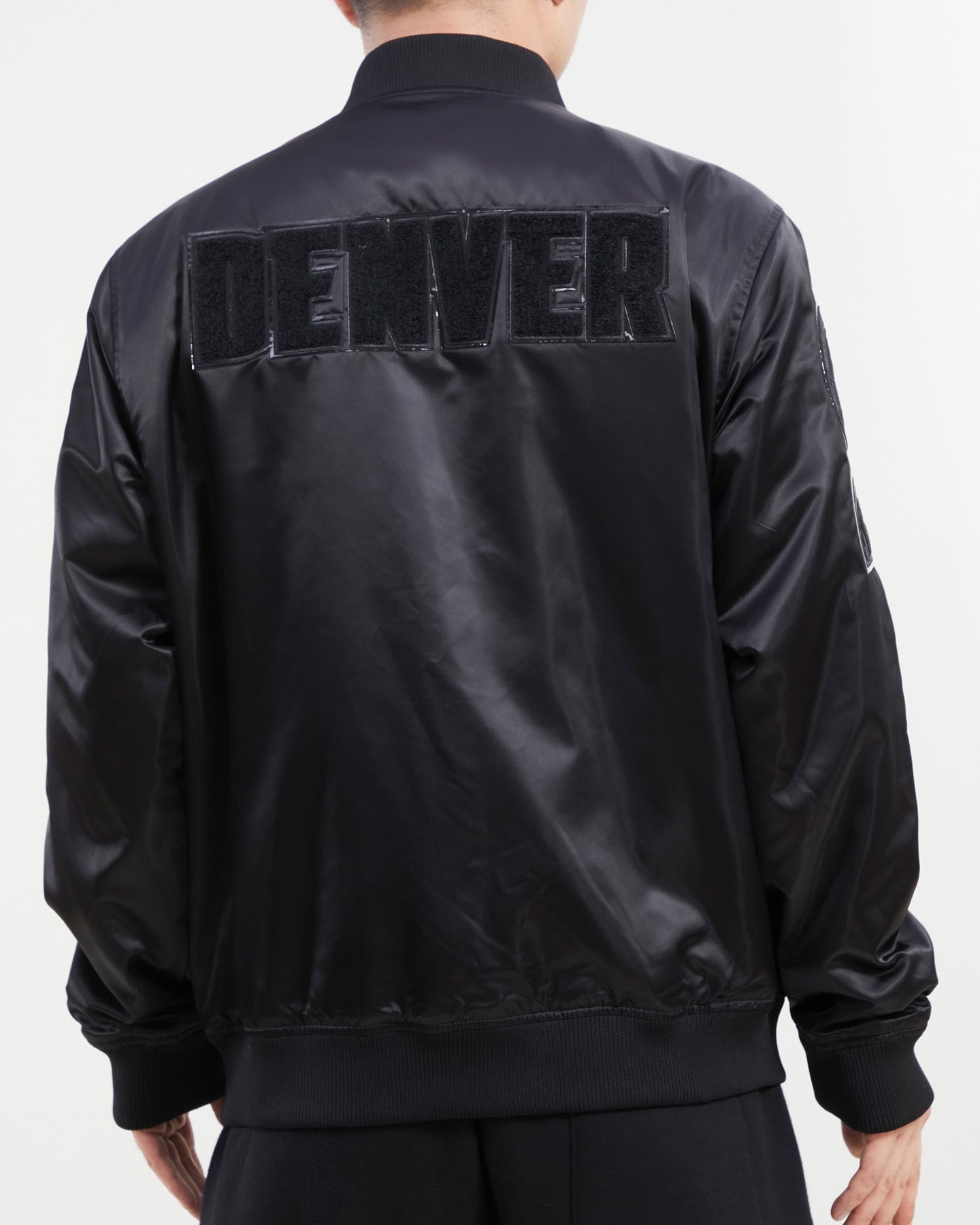 NBA DENVER NUGGET TRIPLE BLACK MEN'S SATIN JACKET (TRIPLE BLACK)