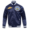 NBA DENVER NUGGETS RETRO CLASSIC BLOUSON EN SATIN À BORDS CÔTELÉS POUR HOMME (MARINE MINUIT)