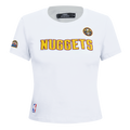 NBA DENVER NUGGETS CLASSIC SHORT SLEEVE WOMEN'S SINGLE JERSEY SLIM FIT TEE (WHITE)