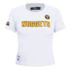 NBA DENVER NUGGETS CLASSIC SHORT SLEEVE WOMEN'S SINGLE JERSEY SLIM FIT TEE (WHITE)