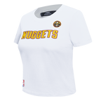 NBA DENVER NUGGETS CLASSIC SHORT SLEEVE WOMEN'S SINGLE JERSEY SLIM FIT TEE (WHITE)