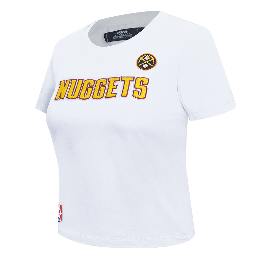 NBA DENVER NUGGETS CLASSIC SHORT SLEEVE WOMEN'S SINGLE JERSEY SLIM FIT TEE (WHITE)