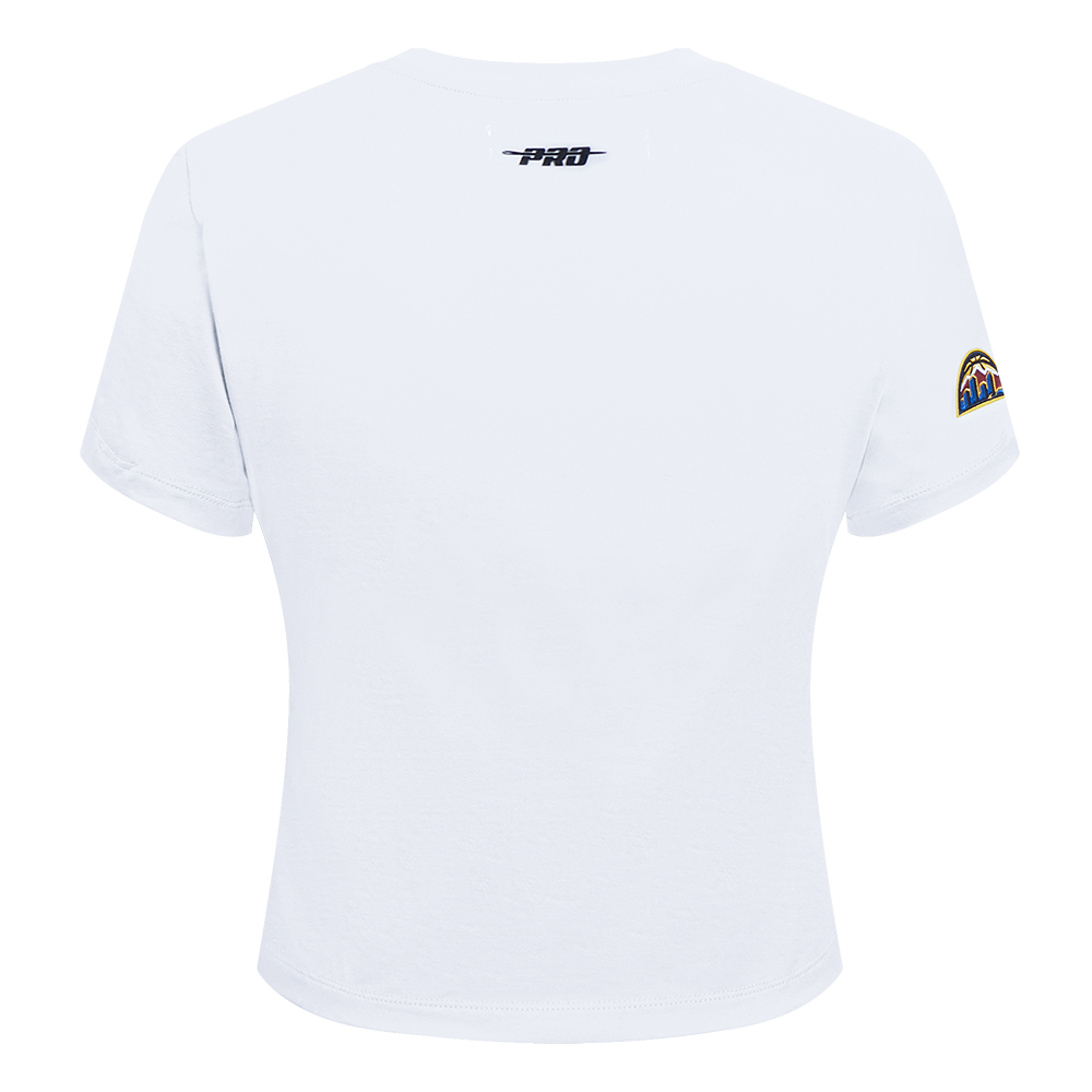 NBA DENVER NUGGETS CLASSIC SHORT SLEEVE WOMEN'S SINGLE JERSEY SLIM FIT TEE (WHITE)