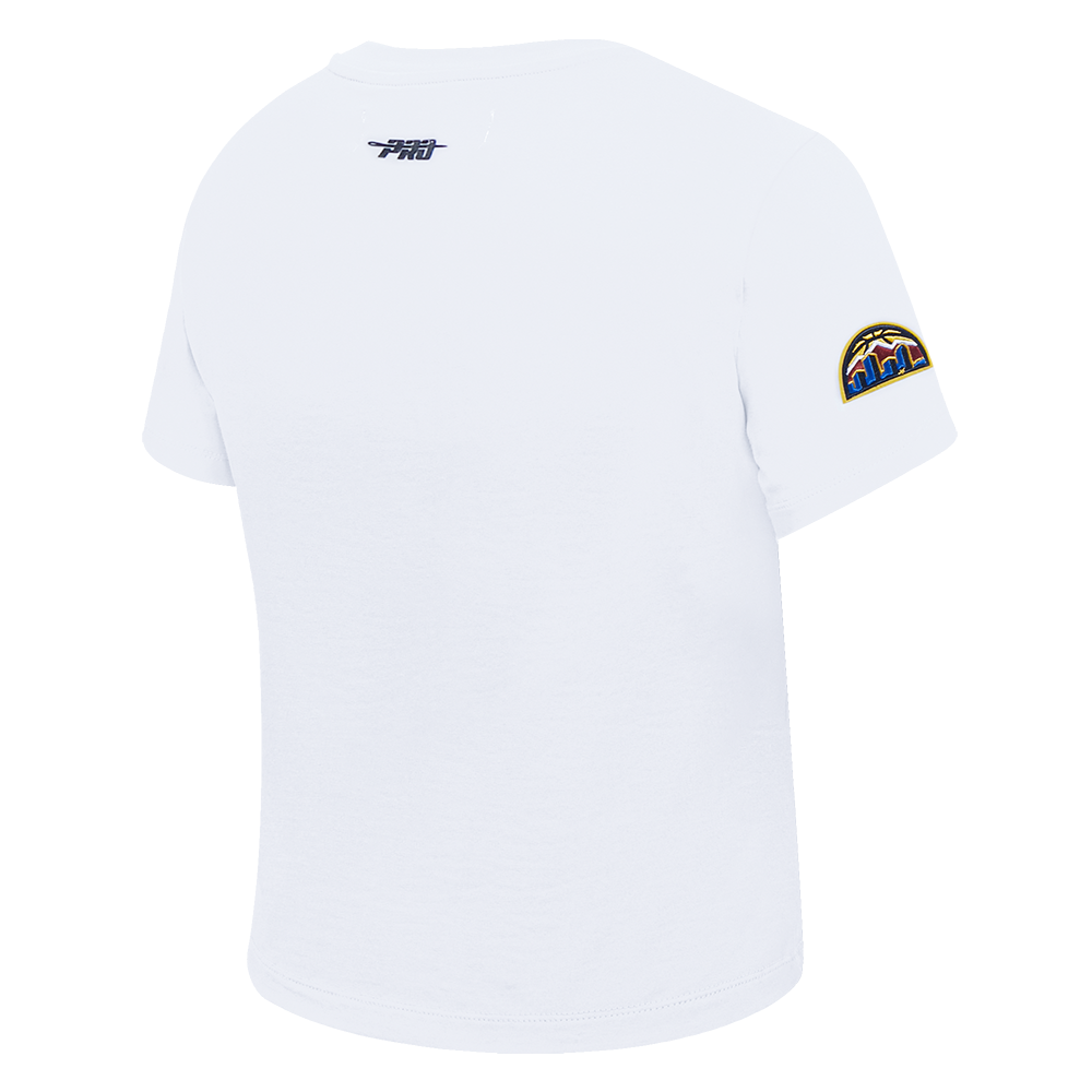 NBA DENVER NUGGETS CLASSIC SHORT SLEEVE WOMEN'S SINGLE JERSEY SLIM FIT TEE (WHITE)