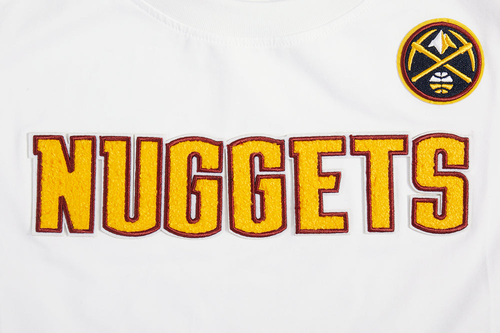 NBA DENVER NUGGETS CLASSIC SHORT SLEEVE WOMEN'S SINGLE JERSEY SLIM FIT TEE (WHITE)