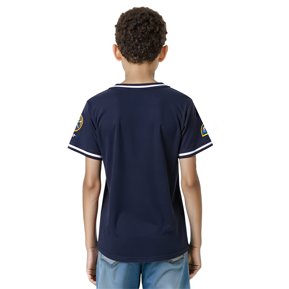 NBA DENVER NUGGETS CLASSIC T-SHIRT CÔTELÉ RAYÉ À MANCHES COURTES POUR GARÇON JUNIOR (MARINE MINUIT)